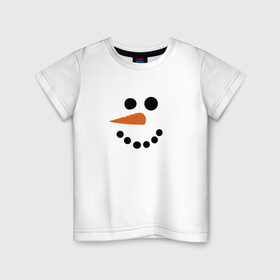 Детская футболка хлопок с принтом Снеговик минимализм в Екатеринбурге, 100% хлопок | круглый вырез горловины, полуприлегающий силуэт, длина до линии бедер | год петуха | детям | крутой снеговик | любимым. | минимализм | морковка | новый год | подарок | популярное | снег | снеговик