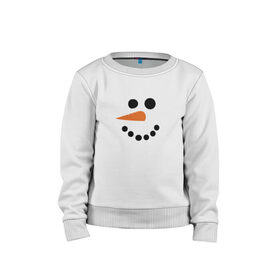 Детский свитшот хлопок с принтом Снеговик минимализм в Екатеринбурге, 100% хлопок | круглый вырез горловины, эластичные манжеты, пояс и воротник | год петуха | детям | крутой снеговик | любимым. | минимализм | морковка | новый год | подарок | популярное | снег | снеговик