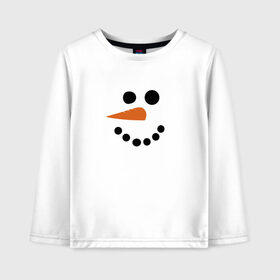 Детский лонгслив хлопок с принтом Снеговик минимализм в Екатеринбурге, 100% хлопок | круглый вырез горловины, полуприлегающий силуэт, длина до линии бедер | год петуха | детям | крутой снеговик | любимым. | минимализм | морковка | новый год | подарок | популярное | снег | снеговик