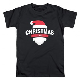 Мужская футболка хлопок с принтом Christmas Time в Екатеринбурге, 100% хлопок | прямой крой, круглый вырез горловины, длина до линии бедер, слегка спущенное плечо. | 
