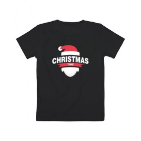 Детская футболка хлопок с принтом Christmas Time в Екатеринбурге, 100% хлопок | круглый вырез горловины, полуприлегающий силуэт, длина до линии бедер | Тематика изображения на принте: 