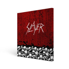 Холст квадратный с принтом Slayer Red в Екатеринбурге, 100% ПВХ |  | metal | rock | метал | рок | слэйер | трэш | череп