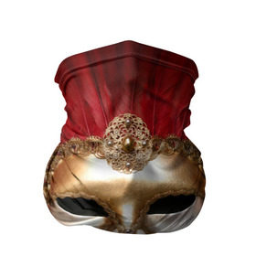Бандана-труба 3D с принтом Венецианская маска в Екатеринбурге, 100% полиэстер, ткань с особыми свойствами — Activecool | плотность 150‒180 г/м2; хорошо тянется, но сохраняет форму | Тематика изображения на принте: венеция | италия | карнавал | красный | лицо | перья