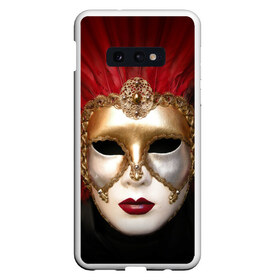 Чехол для Samsung S10E с принтом Венецианская маска в Екатеринбурге, Силикон | Область печати: задняя сторона чехла, без боковых панелей | венеция | италия | карнавал | красный | лицо | перья