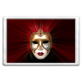Магнит 45*70 с принтом Венецианская маска в Екатеринбурге, Пластик | Размер: 78*52 мм; Размер печати: 70*45 | Тематика изображения на принте: венеция | италия | карнавал | красный | лицо | перья