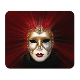 Коврик прямоугольный с принтом Венецианская маска в Екатеринбурге, натуральный каучук | размер 230 х 185 мм; запечатка лицевой стороны | Тематика изображения на принте: венеция | италия | карнавал | красный | лицо | перья