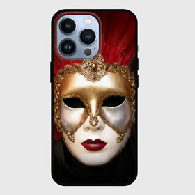 Чехол для iPhone 13 Pro с принтом Венецианская маска в Екатеринбурге,  |  | венеция | италия | карнавал | красный | лицо | перья