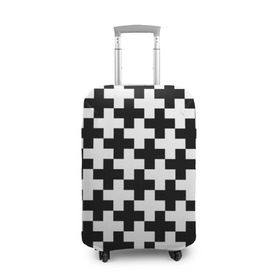 Чехол для чемодана 3D с принтом Крест в Екатеринбурге, 86% полиэфир, 14% спандекс | двустороннее нанесение принта, прорези для ручек и колес | cross | крест | оптическая иллюзия | орнамент | узор | чёрно белый