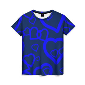 Женская футболка 3D с принтом Ночная романтика в Екатеринбурге, 100% полиэфир ( синтетическое хлопкоподобное полотно) | прямой крой, круглый вырез горловины, длина до линии бедер | love is | влюблённый | любовь | ночь | романтика | сердечки | сердце