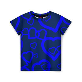 Детская футболка 3D с принтом Ночная романтика в Екатеринбурге, 100% гипоаллергенный полиэфир | прямой крой, круглый вырез горловины, длина до линии бедер, чуть спущенное плечо, ткань немного тянется | love is | влюблённый | любовь | ночь | романтика | сердечки | сердце