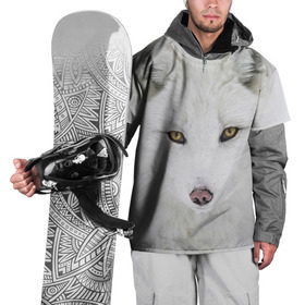 Накидка на куртку 3D с принтом Полярная лиса в Екатеринбурге, 100% полиэстер |  | animal | polar fox | predator | sly | white | wild | белая | дикая | животное | лиса | полярная | хитрая | хищник