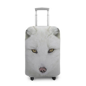 Чехол для чемодана 3D с принтом Полярная лиса в Екатеринбурге, 86% полиэфир, 14% спандекс | двустороннее нанесение принта, прорези для ручек и колес | Тематика изображения на принте: animal | polar fox | predator | sly | white | wild | белая | дикая | животное | лиса | полярная | хитрая | хищник