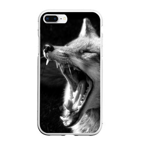 Чехол для iPhone 7Plus/8 Plus матовый с принтом Лиса в Екатеринбурге, Силикон | Область печати: задняя сторона чехла, без боковых панелей | animal | bw | fox | jaws | predator | sly | teeth | wild | yawn | дикая | животное | зевает | зубы | лиса | пасть | хитрая | хищник | чб