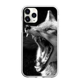 Чехол для iPhone 11 Pro матовый с принтом Лиса в Екатеринбурге, Силикон |  | animal | bw | fox | jaws | predator | sly | teeth | wild | yawn | дикая | животное | зевает | зубы | лиса | пасть | хитрая | хищник | чб