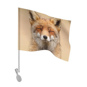 Флаг для автомобиля с принтом Лиса в Екатеринбурге, 100% полиэстер | Размер: 30*21 см | Тематика изображения на принте: animal | baby | fox | look | predator | red | sly | wild | взгляд | дикая | животное | лиса | малыш | рыжая | хитрая | хищник