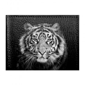 Обложка для студенческого билета с принтом Тигр в Екатеринбурге, натуральная кожа | Размер: 11*8 см; Печать на всей внешней стороне | Тематика изображения на принте: animal | black   white | look | predator | tiger | wild | взгляд | дикий | животное | тигр | хищник | черно   белый