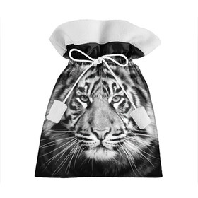 Подарочный 3D мешок с принтом Тигр в Екатеринбурге, 100% полиэстер | Размер: 29*39 см | Тематика изображения на принте: animal | black   white | look | predator | tiger | wild | взгляд | дикий | животное | тигр | хищник | черно   белый