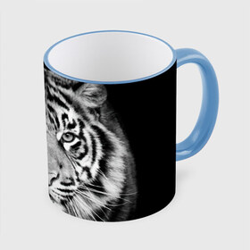 Кружка 3D с принтом Тигр в Екатеринбурге, керамика | ёмкость 330 мл | animal | black   white | look | predator | tiger | wild | взгляд | дикий | животное | тигр | хищник | черно   белый