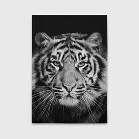 Обложка для автодокументов с принтом Тигр в Екатеринбурге, натуральная кожа |  размер 19,9*13 см; внутри 4 больших “конверта” для документов и один маленький отдел — туда идеально встанут права | animal | black   white | look | predator | tiger | wild | взгляд | дикий | животное | тигр | хищник | черно   белый