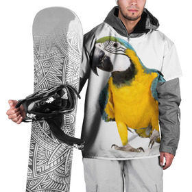 Накидка на куртку 3D с принтом Попугай ара в Екатеринбурге, 100% полиэстер |  | желтый | птица | синий | экзотика
