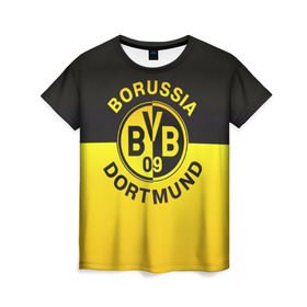 Женская футболка 3D с принтом Borussia Dortmund FC в Екатеринбурге, 100% полиэфир ( синтетическое хлопкоподобное полотно) | прямой крой, круглый вырез горловины, длина до линии бедер | боруссия | германия | дортмунд | клуб | фк | футбол | футбольный