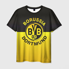 Мужская футболка 3D с принтом Borussia Dortmund FC в Екатеринбурге, 100% полиэфир | прямой крой, круглый вырез горловины, длина до линии бедер | боруссия | германия | дортмунд | клуб | фк | футбол | футбольный