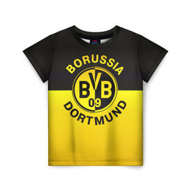 Детская футболка 3D с принтом Borussia Dortmund FC в Екатеринбурге, 100% гипоаллергенный полиэфир | прямой крой, круглый вырез горловины, длина до линии бедер, чуть спущенное плечо, ткань немного тянется | Тематика изображения на принте: боруссия | германия | дортмунд | клуб | фк | футбол | футбольный
