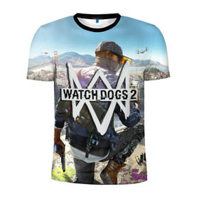 Мужская футболка 3D спортивная с принтом Watch Dogs 2 в Екатеринбурге, 100% полиэстер с улучшенными характеристиками | приталенный силуэт, круглая горловина, широкие плечи, сужается к линии бедра | watchdogs