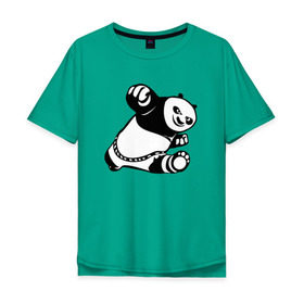 Мужская футболка хлопок Oversize с принтом Панда в Екатеринбурге, 100% хлопок | свободный крой, круглый ворот, “спинка” длиннее передней части | кунг фу | мульт | панда