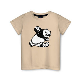 Детская футболка хлопок с принтом Панда в Екатеринбурге, 100% хлопок | круглый вырез горловины, полуприлегающий силуэт, длина до линии бедер | кунг фу | мульт | панда