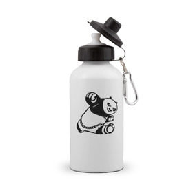 Бутылка спортивная с принтом Панда в Екатеринбурге, металл | емкость — 500 мл, в комплекте две пластиковые крышки и карабин для крепления | кунг фу | мульт | панда