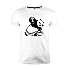 Мужская футболка премиум с принтом Панда в Екатеринбурге, 92% хлопок, 8% лайкра | приталенный силуэт, круглый вырез ворота, длина до линии бедра, короткий рукав | кунг фу | мульт | панда