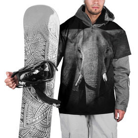 Накидка на куртку 3D с принтом Слон в Екатеринбурге, 100% полиэстер |  | animal | big | black   white | elephant | wild | большой | дикий | животное | слон | черно   белый