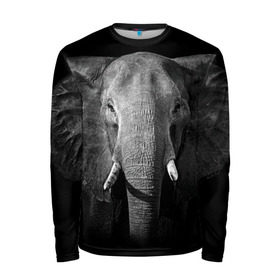 Мужской лонгслив 3D с принтом Слон в Екатеринбурге, 100% полиэстер | длинные рукава, круглый вырез горловины, полуприлегающий силуэт | animal | big | black   white | elephant | wild | большой | дикий | животное | слон | черно   белый