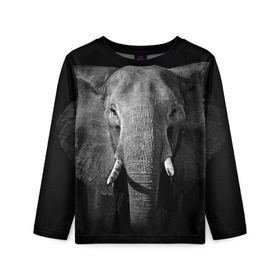 Детский лонгслив 3D с принтом Слон в Екатеринбурге, 100% полиэстер | длинные рукава, круглый вырез горловины, полуприлегающий силуэт
 | animal | big | black   white | elephant | wild | большой | дикий | животное | слон | черно   белый