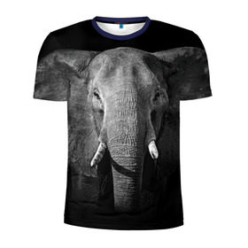 Мужская футболка 3D спортивная с принтом Слон в Екатеринбурге, 100% полиэстер с улучшенными характеристиками | приталенный силуэт, круглая горловина, широкие плечи, сужается к линии бедра | animal | big | black   white | elephant | wild | большой | дикий | животное | слон | черно   белый