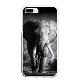 Чехол для iPhone 7Plus/8 Plus матовый с принтом Слон в Екатеринбурге, Силикон | Область печати: задняя сторона чехла, без боковых панелей | africa | animal | big | black   white | elephant | go | road | savannah | wild | африка | большой | дикий | дорога | животное | идет | саванна | слон | черно   белый