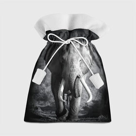 Подарочный 3D мешок с принтом Слон в Екатеринбурге, 100% полиэстер | Размер: 29*39 см | africa | animal | big | black   white | elephant | go | road | savannah | wild | африка | большой | дикий | дорога | животное | идет | саванна | слон | черно   белый
