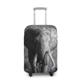 Чехол для чемодана 3D с принтом Слон в Екатеринбурге, 86% полиэфир, 14% спандекс | двустороннее нанесение принта, прорези для ручек и колес | africa | animal | big | black   white | elephant | go | road | savannah | wild | африка | большой | дикий | дорога | животное | идет | саванна | слон | черно   белый