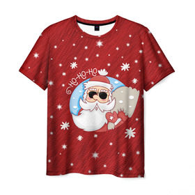 Мужская футболка 3D с принтом HoHoHo в Екатеринбурге, 100% полиэфир | прямой крой, круглый вырез горловины, длина до линии бедер | 2017 год | deer | ho | merry christmas | new year | santa | дед мороз | зима | клаус | новый год | ночь | праздник | рождество | санта | снег