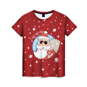 Женская футболка 3D с принтом HoHoHo в Екатеринбурге, 100% полиэфир ( синтетическое хлопкоподобное полотно) | прямой крой, круглый вырез горловины, длина до линии бедер | 2017 год | deer | ho | merry christmas | new year | santa | дед мороз | зима | клаус | новый год | ночь | праздник | рождество | санта | снег