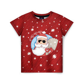Детская футболка 3D с принтом HoHoHo в Екатеринбурге, 100% гипоаллергенный полиэфир | прямой крой, круглый вырез горловины, длина до линии бедер, чуть спущенное плечо, ткань немного тянется | 2017 год | deer | ho | merry christmas | new year | santa | дед мороз | зима | клаус | новый год | ночь | праздник | рождество | санта | снег