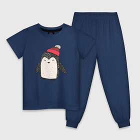 Детская пижама хлопок с принтом Пингвин в шапке в Екатеринбурге, 100% хлопок |  брюки и футболка прямого кроя, без карманов, на брюках мягкая резинка на поясе и по низу штанин
 | милота