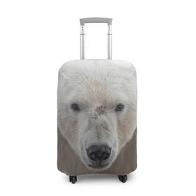 Чехол для чемодана 3D с принтом Белый медведь в Екатеринбурге, 86% полиэфир, 14% спандекс | двустороннее нанесение принта, прорези для ручек и колес | animal | bear | eyes | head | north | polar | predator | white | wild | белый | взгляд | голова | дикий | животное | медведь | полярный | север | хищник