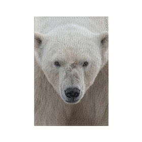 Обложка для паспорта матовая кожа с принтом Белый медведь в Екатеринбурге, натуральная матовая кожа | размер 19,3 х 13,7 см; прозрачные пластиковые крепления | Тематика изображения на принте: animal | bear | eyes | head | north | polar | predator | white | wild | белый | взгляд | голова | дикий | животное | медведь | полярный | север | хищник