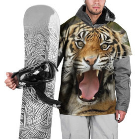 Накидка на куртку 3D с принтом Тигр в Екатеринбурге, 100% полиэстер |  | angry | animal | beast | jaws | predator | teeth | tiger | животное | зверь | злой | клыки | оскал | пасть | тигр | хищник