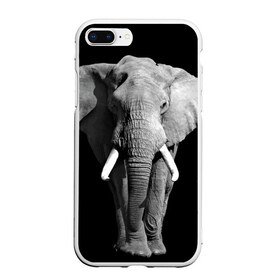 Чехол для iPhone 7Plus/8 Plus матовый с принтом Слон в Екатеринбурге, Силикон | Область печати: задняя сторона чехла, без боковых панелей | africa | big | black   white | elephant is an animal | shroud | tusks | африка | бивни | большой | животное | идет | савана | слон | черно   белый
