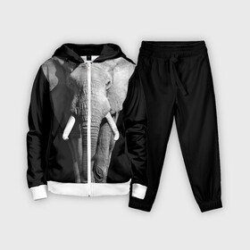 Детский костюм 3D с принтом Слон в Екатеринбурге,  |  | africa | big | black   white | elephant is an animal | shroud | tusks | африка | бивни | большой | животное | идет | савана | слон | черно   белый