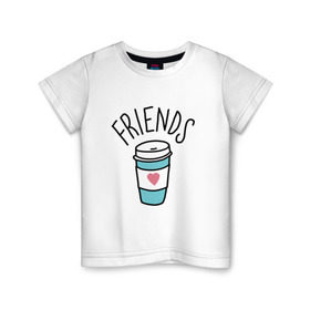 Детская футболка хлопок с принтом best friends в Екатеринбурге, 100% хлопок | круглый вырез горловины, полуприлегающий силуэт, длина до линии бедер | Тематика изображения на принте: coffee | friends | hamburger | еда | кофе | парные