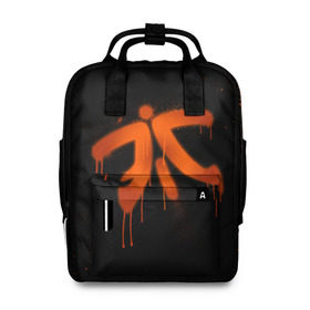 Женский рюкзак 3D с принтом cs:go - Fnatic (Black collection) в Екатеринбурге, 100% полиэстер | лямки с регулируемой длиной, сверху ручки, чтобы рюкзак нести как сумку. Основное отделение закрывается на молнию, как и внешний карман. Внутри два дополнительных кармана, один из которых закрывается на молнию. По бокам два дополнительных кармашка, куда поместится маленькая бутылочка
 | Тематика изображения на принте: 0x000000123 | cs | csgo | fnatic | кс | ксго | фнатик